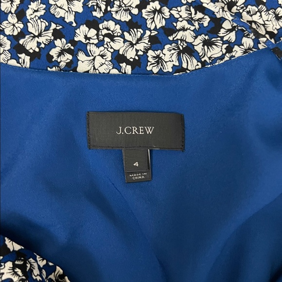 J. Crew Blue Floral Print Spaghetti Strap Mini-Length Casual Dress Sz: 4 - Picture 7 of 11